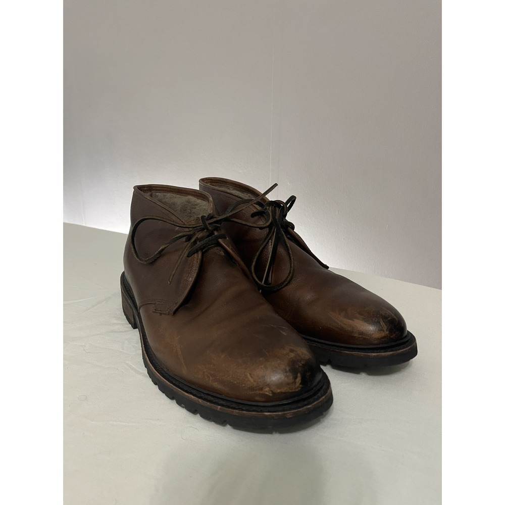Frye Men's Size 10 Brown Leather James Lace Up Chukka Boot Shearling Lined